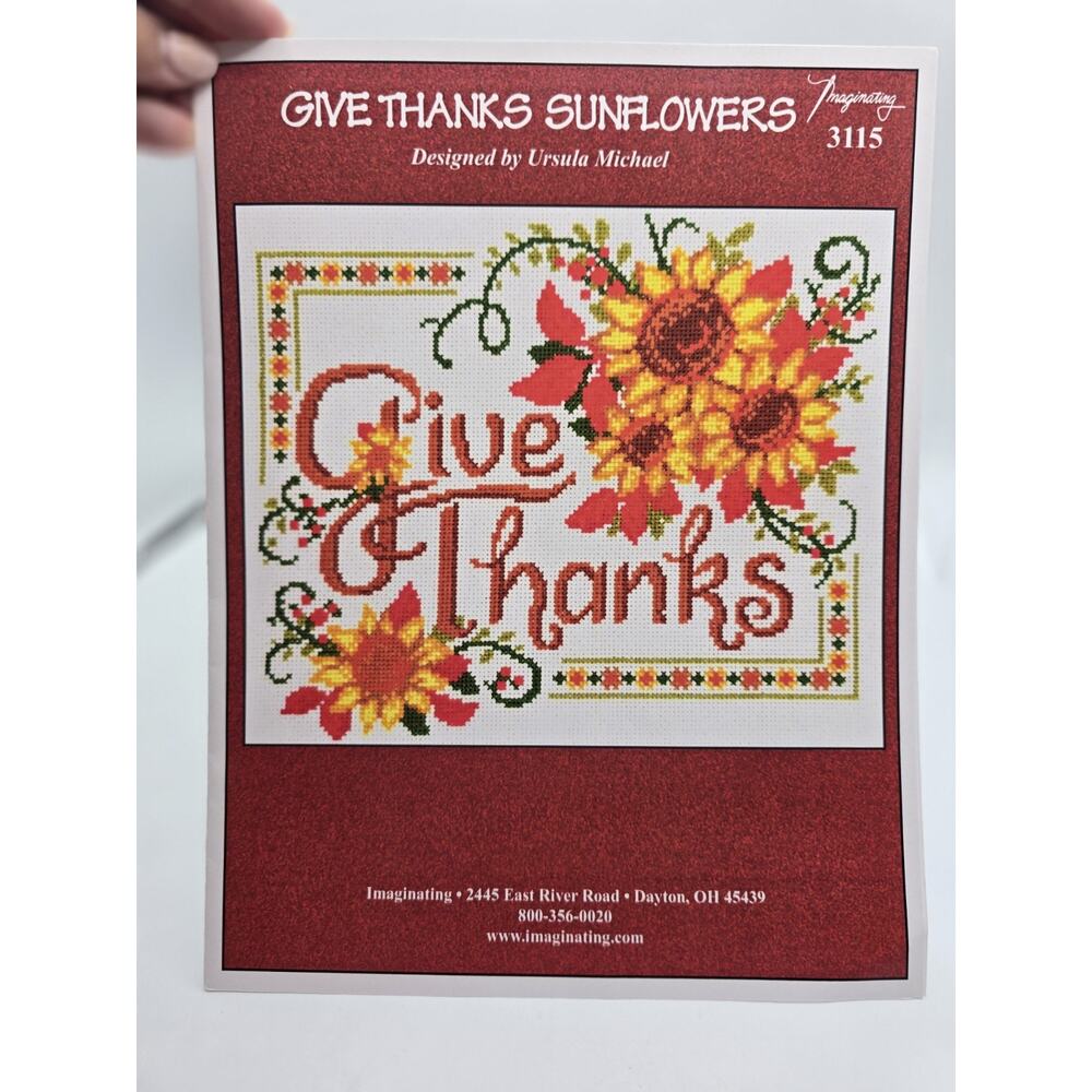 Ursula Michael Imaginating Counted Cross Stitch Kit~Give Thanks Sunflowers